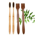2 Adult bamboo tooth brush |2 Neem Tongue Scraper (PACK OF 4)