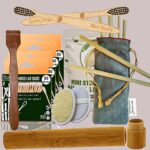 4 Bamboo Cotton Ear Buds 80 Stems|2 Kids bamboo tooth brush|1 bamboo travel case|1 Pure Neem Tongue Cleaner2 Oval Loofah|Pad6 Straw8″)