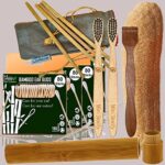 4 Bamboo Cotton Ear Buds 80 Stems|2 Kids bamboo toothbrush|1 bamboo travel case|1 Pure Neem Tongue Cleaner|2 Loufah/loofah Pad|4 straw