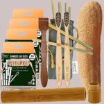 4 Bamboo Cotton Ear Buds 80 Stems|2 Kids bamboo tooth brush|1 bamboo travel case|1 Pure Neem Tongue Cleaner|4 Straw8″)