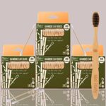 4 Bamboo Cotton ear buds/swabs|80 wood Stems/160 Swabs|1 Adult bamboo tooth brushCharcoal Soft Bristles,Natural, (PACK5)