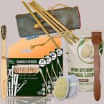 4 Bamboo Cotton Ear Buds 80 Stems/160 Swabs|1 Kids bamboo toothbrush|1 Pure Neem Tongue Cleaner|2 Oval Loofah|4 Bamboo Straw8″)