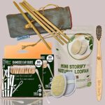 2 Bamboo Cotton ear buds/swabs|80 Stems|1 Kids bamboo tooth brush |2 Oval Loofah Sponge Body scrubber|4 Bamboo Straw (8 inch) (PACK9)