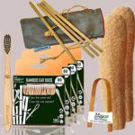 4 Bamboo Cotton Ear Buds 80 Stems/160 Swabs|1 Kids bamboo toothbrush|1 bamboo tongue cleaner|2 LoufahSponge Body scrubber|4 Bamboo Straw8″)