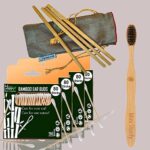 4 Bamboo Cotton Ear Bud/Swab|80 Stems/160 Swab|1 Adult Bamboo Tooth BrushCharcoal Soft Bristles,Natural,Oral Cleaning|4 Bamboo Straw8″)