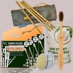 4 Bamboo Cotton Ear Buds 80 Wood Stems/160 Swabs|1 Adult bamboo toothbrush|2 Oval Loofah Sponge Body scrubber|4 Bamboo Straw(8 inch)