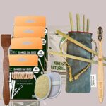 4 Bamboo Cotton ear buds/swabs|80 Stems|1 Kids bamboo tooth brushOral cleaning|1 Neem Tongue Scraper|2 Oval Loofah Pad|6 Bamboo Straw8″)