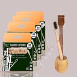 4 Bamboo Cotton ear buds/swabs|80 Stems|1 Kids bamboo tooth brush|1 Bamboo brush Stand|1 Pure Neem Tongue Cleaner/Tongue Scraper
