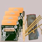 4 Bamboo Cotton Ear Buds/swabs|80 Stems/160 Swabs|1 Kids Bamboo Tooth BrushCharcoal Soft Bristles,Natural,Oral Cleaning|4 Bamboo Straw8″)
