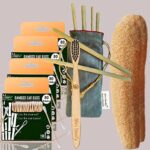 4 Bamboo Cotton ear buds/swabs|80 Stems|1 Kids bamboo tooth brushCharcoal Soft Bristles,Natural,Oral cleaning|2 Loofah Pad|6 Straw8″)