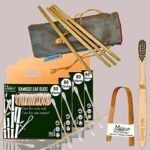 4 Bamboo Cotton Ear Buds/swabs|80 Stems|1 Kids Bamboo Tooth BrushCharcoal Soft Bristles,Oral Cleaning|1 Bamboo Tongue Cleaner|4 Straw8″)