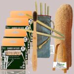 4 Bamboo Cotton ear buds/swabs 80 Stems|1 Adult bamboo tooth brush Soft Bristles,1 bamboo tongue cleaner|2 Loofah Pad|6 Straw8″)