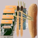 4 Bamboo Cotton ear buds/swabs|80 Stems|2 Adult bamboo tooth brushCharcoal Soft Bristles,Natural,Oral cleaning|2 Loofah Pad|6 Straw8″)