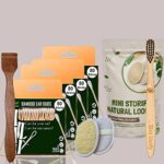 4 Bamboo Cotton Ear Buds 80 Wood Stems/160 Swabs|1 Kids bamboo toothbrush |1 Pure Neem Tongue Cleaner|2 Oval Loofah/Loufah Pad,