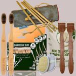 4 Bamboo Cotton Ear Buds 80 Stems/160 Swabs|2 Adult bamboo toothbrush|2 Pure Neem Tongue Cleaner|2 Oval Loofah|4 Bamboo Straw8″)