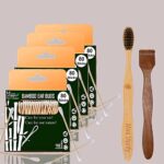 4 Bamboo Cotton ear buds/swabs|80 wood Stems/160 Swabs|1 Adult bamboo tooth brush|1 Neem Tongue Scraper (PACK6)