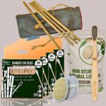 4 Bamboo Cotton ear buds/swabs|80 Stems|1 Kids bamboo tooth brushCharcoal Soft Bristles,Natural,Oral cleaning|2 Oval Loofah Pad|6 Straw8″)