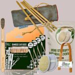 4 Bamboo Cotton Ear Buds 80 Stems/160 Swabs|1 Kids bamboo toothbrush|1 bamboo tongue cleaner|2 Oval LoofahBody scrubber|4 Bamboo Straw8″)