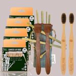 4 Bamboo Cotton Ear Buds 80 Wood Stems/160 Swabs|2 Adult Bamboo toothbrush |2 Neem Tongue Scraper for Adults & Kids|6 Bamboo Straw(8 inch)