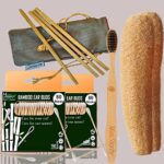 2 Bamboo Cotton ear buds/swabs |80 Stems |1 Adult bamboo tooth brush|2 Loufah/loofah Pads4 Bamboo Straw (8 inch) (PACK OF 9)