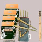 4 Bamboo Cotton Ear bud/swab|80 Wood stem/160 Swab|1 Kids Bamboo toothbrush|6 Bamboo Straw (8″) (Pack of 11)