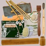 2 Bamboo Cotton ear buds/swabs|80 Stems|1 Kids bamboo tooth brush|1 bamboo travel case|1 Pure Neem Tongue Cleaner|2 Oval Loofahs 4Straw