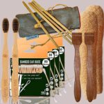 4 Bamboo Cotton Ear Buds 80 Stems/160 Swabs|2 Adult bamboo toothbrush|2 Pure Neem Tongue Cleaner|2 Loufah/loofah Pad|4 Bamboo Straw8″)