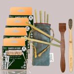4 Bamboo Cotton Ear Buds 80 Wood Stems/160 Swabs|1 Kids Bamboo toothbrush |1 Neem Tongue Scraper for Adults & Kids|6 Bamboo Straw(8 inch)