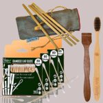 4 Bamboo Cotton Ear Buds/swabs|80 Stems|1 Adult Bamboo Tooth BrushOral Cleaning|1 Neem Tongue Scraper for Adults & Kids|4 Bamboo Straw(8″)