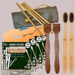 4 Bamboo Cotton Ear Buds/swabs|80 Stems|2 Adult Bamboo Tooth BrushOral Cleaning|2 Neem Tongue Scraper for Adults & Kids|4 Bamboo Straw(8″)