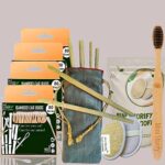 4 Bamboo Cotton ear buds/swabs|80 Stems|2 Adult bamboo tooth brushCharcoal Soft Bristles,Natural,Oral cleaning|2 Oval Loofah Pad|6 Straw8″)