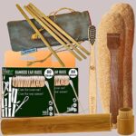 2 Bamboo Cotton ear buds/swabs|80 Stems|1 Kids bamboo tooth brush|1 bamboo travel case|1 Pure Neem Tongue Cleaner|2 Loufah/loofah Pads