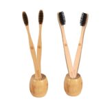2 Bamboo toothbrush stand|2 Kids bamboo toothbrush |2 Adult bamboo toothbrush (PACK OF 6)
