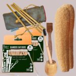 2 Bamboo Cotton Ear Buds 80 Stems|1 Kids bamboo toothbrush|1 Bamboo toothbrush stand|1 Pure Neem Tongue Cleaner|2 Loufah/loofah Pad