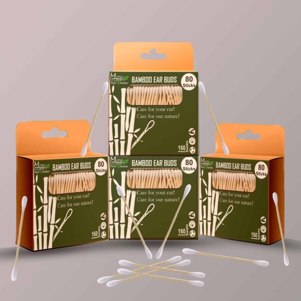 Bamboo Cotton ear bud_(80 sticks/box)_(Pack 4)