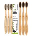 3 Kids and 3 Adults Bamboo Toothbrush with Activated Charcoal andHandle Natural, Soft Bristles(Pack of 6)