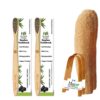2 Kids Bamboo Toothbrush, 2 Tongue Cleaner and 2 Loofah Body Scrubber Combo Pack Soft Bristles,athing (Pack of 6)
