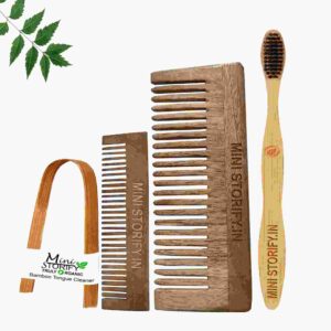 1 Neem Pocket & 1 Shampu Comb 1 Adult bamboo toothbrush1 Bamboo tongue cleaner
