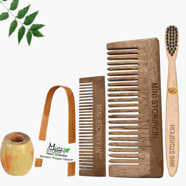 1.Neem.Pocket.&.1.Shampu.Comb.1.Kids.bamboo toothbrush1.Bamboo.tongue.cleaner1.Bamboo.brush.stand