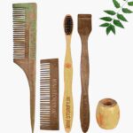 1 Neem Pocket & 1 Tail Comb 1 Adult bamboo toothbrush1 Neem tongue Cleaner1 Bamboo brush stand
