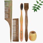 1 Neem Pocket & 1 Tail Comb 1 Neem adult toothbrush1 Neem tongue Cleaner1 Bamboo brush stand