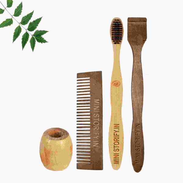 1.Neem.Pocket.Comb.1.Adult.bamboo toothbrush1.Neem.tongue.Cleaner1.Bamboo.brush.stand