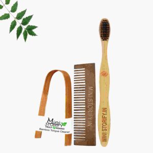 1 Neem Pocket Comb 1 Adult bamboo toothbrush1 Bamboo tongue cleaner