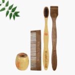 1 Neem Pocket Comb 1 Neem adult toothbrush1 Neem tongue Cleaner1 Bamboo brush stand