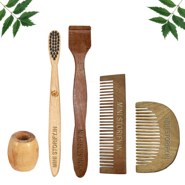 1.Neem.Beard.&.1.Pocket.Comb.1.Kids.bamboo.toothbrush1.Neem.tongue.Cleaner1.Bamboo.brush.stand