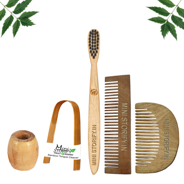 1.Neem.Beard.&.1.Pocket.Comb.1.Kids.bamboo.toothbrush1.Bamboo.tongue.cleaner1.Bamboo.brush.stand