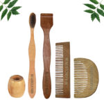 1 Neem Beard & 1 Pocket Comb 1 Neem adult toothbrush1 Neem tongue Cleaner1 Bamboo brush stand