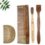 1 Neem Beard & 1 Dressing Comb 1 Kids bamboo toothbrush1 Neem tongue Cleaner
