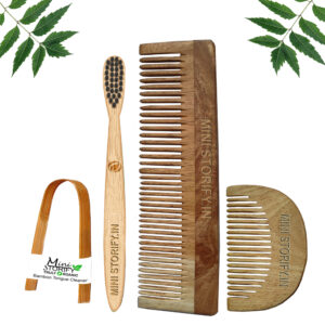 1 Neem Beard & 1 Dressing Comb 1 Kids bamboo toothbrush1 Bamboo tongue cleaner