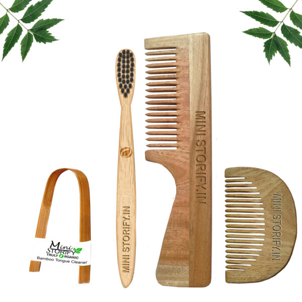 1.Neem.Beard.&.1.Handle.Comb.1.Kids.bamboo.toothbrush1.Bamboo.tongue.cleaner